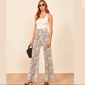 Reformation snake skin high waist wide leg pants